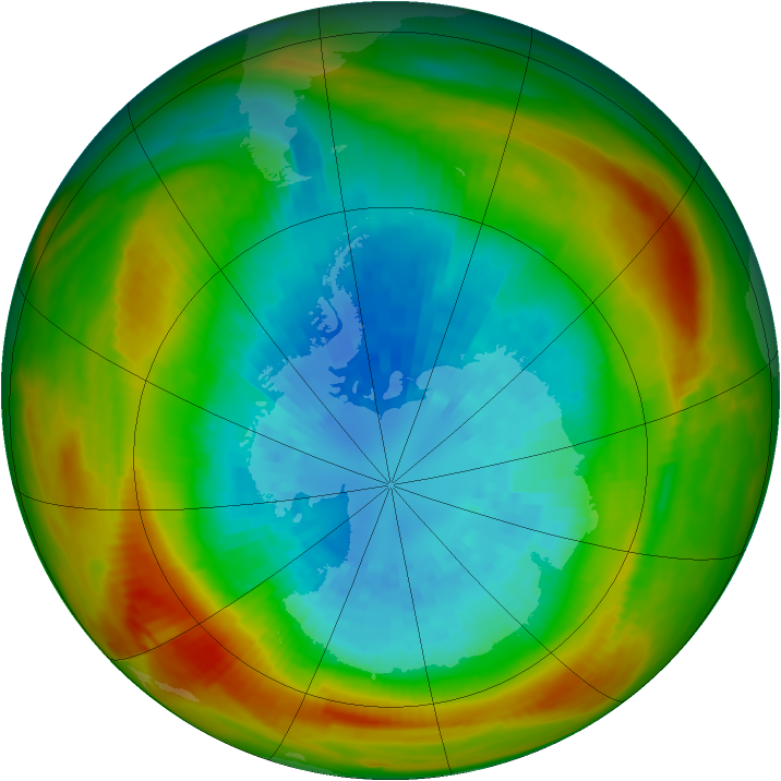 Antarctic ozone map for 14 September 1981